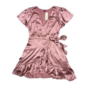MiAmi Francesca's‎ Wrap Dress S Mauve Pink Mini Flutter Sleeve Satin NEW